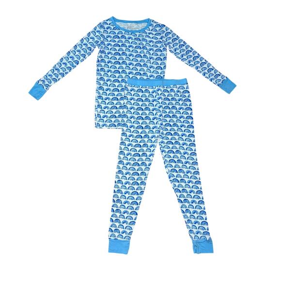 Little Sleepies Other - Little Sleepies Blue Rainbow Bamboo Pajama Set Long Sleeve PJs Size 9-10 Unisex